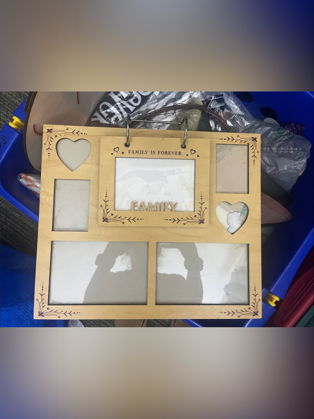 Family Photo Frame Collage - Natural Wood freestanding photo album frame